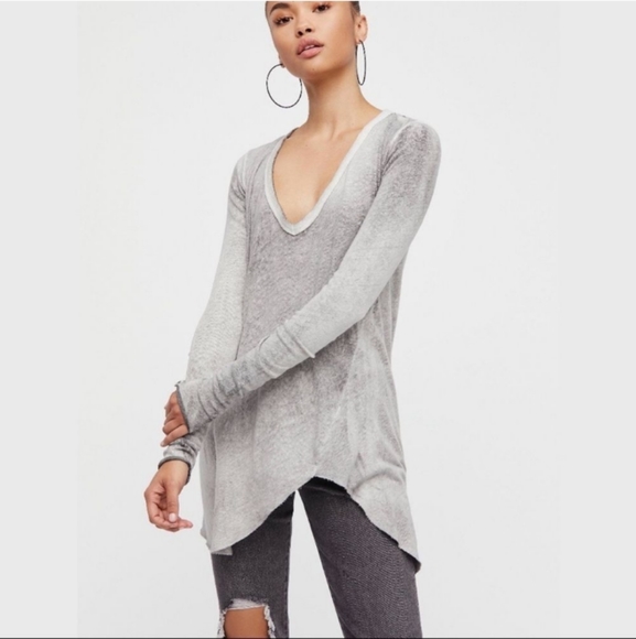Free People Tops - COPY - Free People | We The Free | Long Sleeve V-neck Tunic Tee Gray size S Sma…